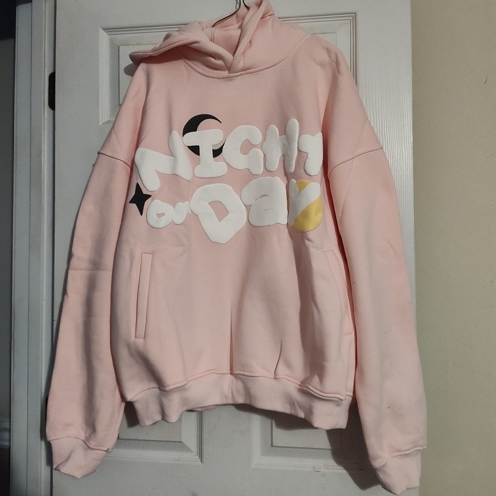 Night Or Day Brand Pink Hoodie with Design New XXL